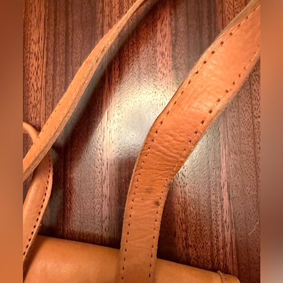 Street Level Shoulder Bag Backpack Raffia Tan Genuine Leather Boho Beach - Picture 15 of 15